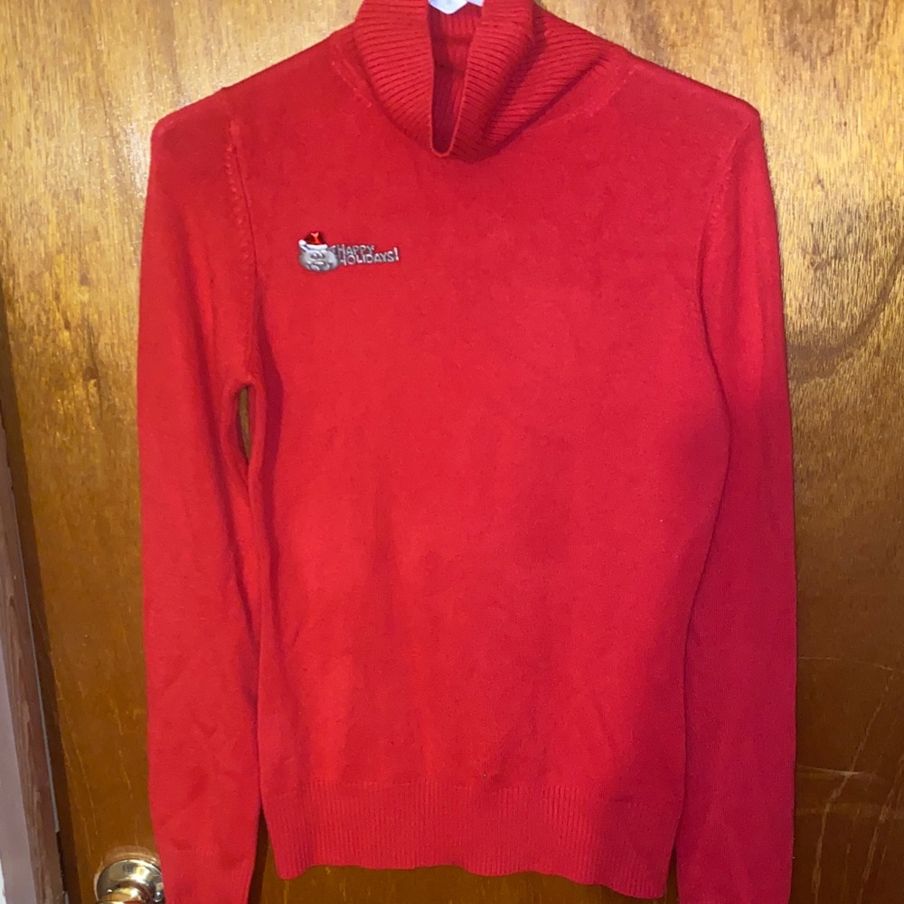 French Connection Vibrant Red Turtleneck Sweater - Picture 1 of 7
